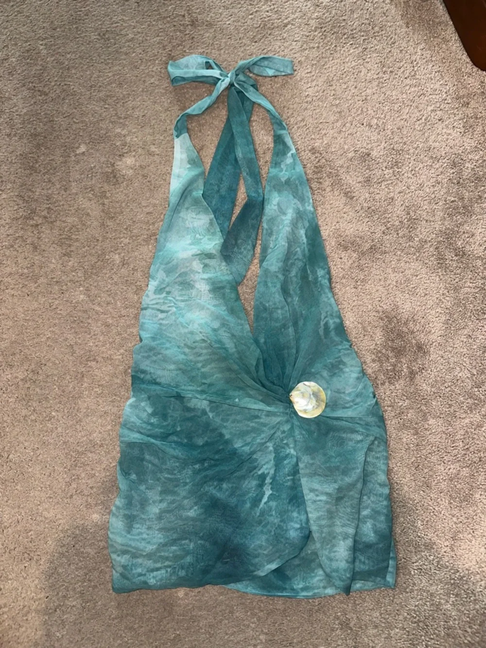 Peppermayo Teal Plunge Mini Dress - Picture 2 of 4